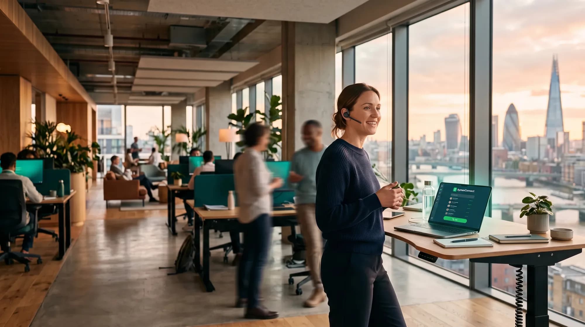 A team using AymexConnect in a modern London office